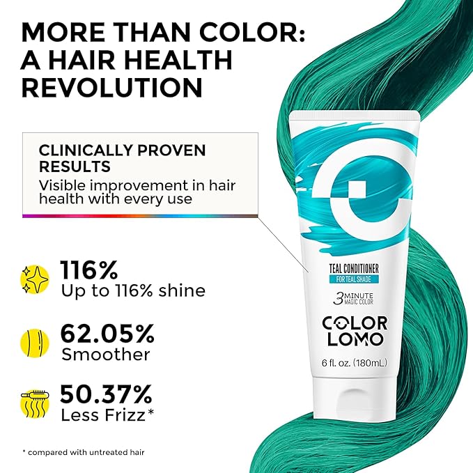Semi Permanent Hair Color - 6 oz Color Depositing Conditioner with Shea Butter & Almond Oil- Color Conditioner Depositing Hair Mask - Vegan, Paraben, Ammonia & Sulfate Free -Teal