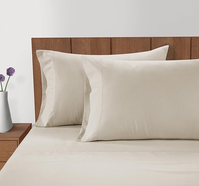 Lane Linen 100% Organic Cotton Pillow Cases Queen Size Set of 2 (20"x26") - Cotton Pillowcases Queen Size - Soft Queen Pillow Cases Set of 2 - Queen Pillowcase Pack of 2 - Glacier Grey