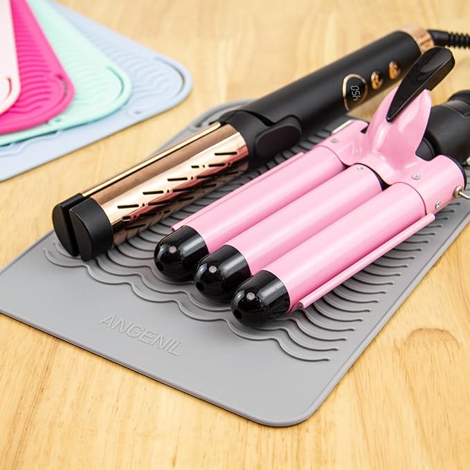 ANGENIL Large Heat Resistant Silicone Mat for Curling Iron, Flat Iron, Hair Straightener and Craft Glue Guns