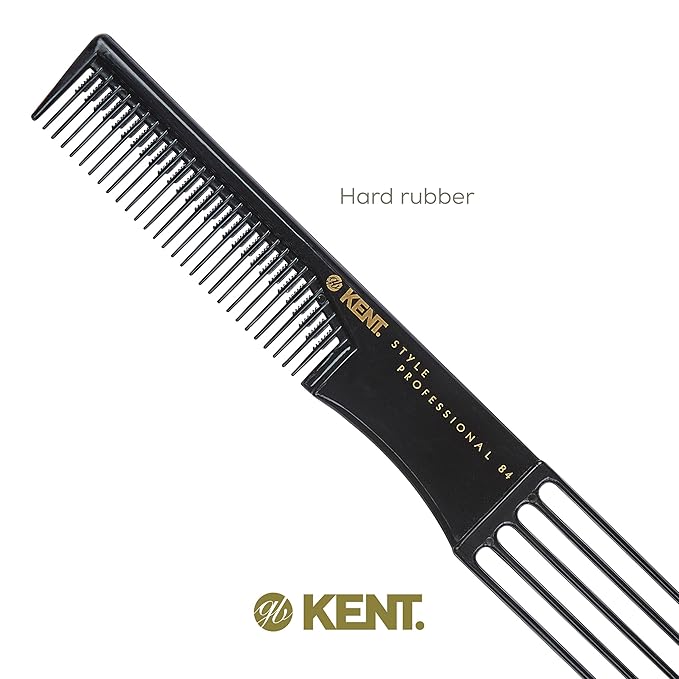 Kent SPC84 Hair Pick Comb for Curly, and Thick Hair – Professional Antistatic Heat-Resistant Prong Fork for Volume and Lift – Barber Teasing Comb for Natural Styling and Maintenance