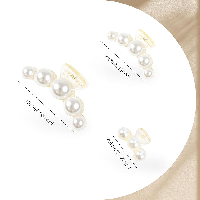 Pearl Hair Accessories for Women - 6PCS Claw Clips for Thick and Thin Hair, Barrettes for Styling and Weddings