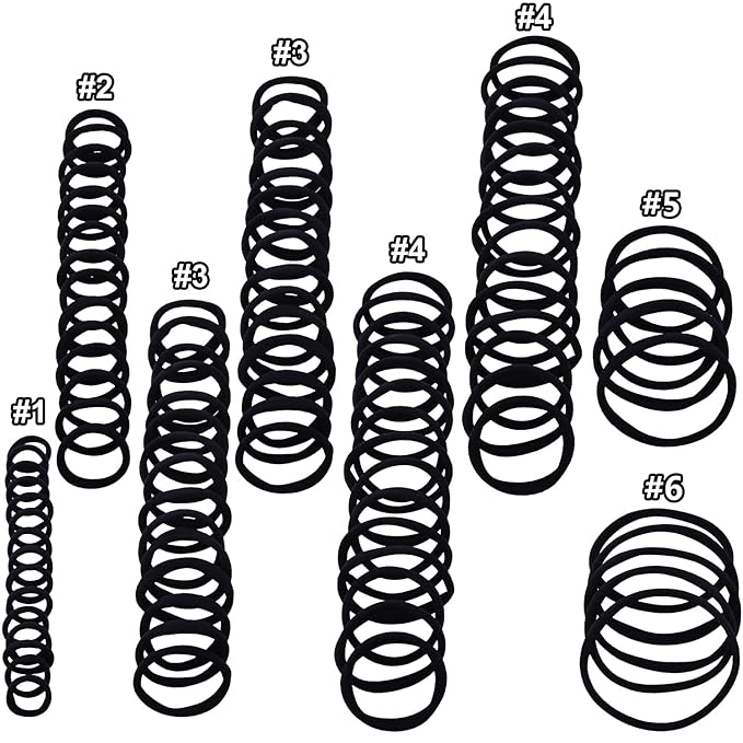 100PCS Various Sizes Black Hair Ties for Women,Elastics Hair Ties No Damage Ponytail Holder for Thick/Thin Hair Accessories,Soft Cotton Cloth Seamless Hair Bands