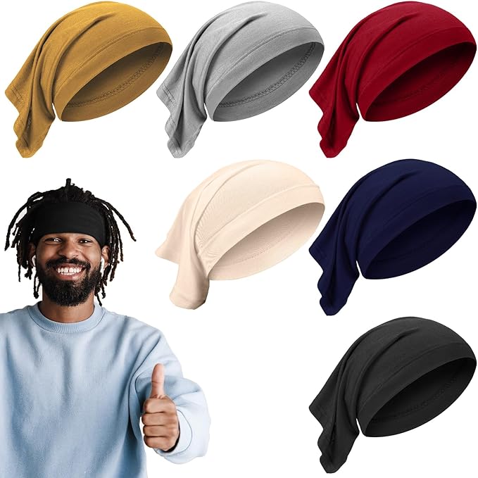SATINIOR 6 Pcs Spandex Dreadlock Cap Dreadlock Tube Bands Unisex Men Women Elastic Hair Dreads Head Wraps Headbands for Dreads Accessories, 6 Colors(Bright Color)
