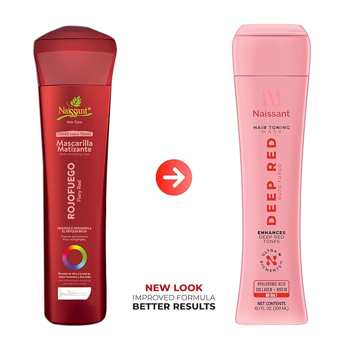 naissant Deep Red Hair Toning Mask | Ultra High-Purity Pigments | Deposits Vibrant Red Tone | Hyaluronic Acid, Collagen & Biotin | Paraben, Ammonia & Sulfate Free | 10.1 Fl. Oz
