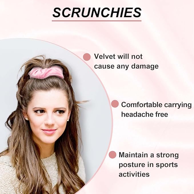 Velvet Scrunchies for Girls Women, 12 Pcs Rainbow Hair Scrunchie Elastic Thick Scrunchy Hair Ties, Cute Soft Ponytail Hair Accessories