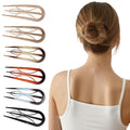 Sunolga 6PCS French Hair Pins for Women, French Pins Hair, 3.94" Large Hair Styling Pins for Thin Thick Hair, Unique 3 Internal Teeth Hair Sticks Hairpin（Amber）