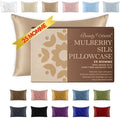 25 Momme Premium Mulberry Silk Pillowcase for Hair and Skin | Handcrafted Hypoallergenic & Anti-Acne Silk Pillow Cases with Zipper | Standard - 20" x 26", Champagne