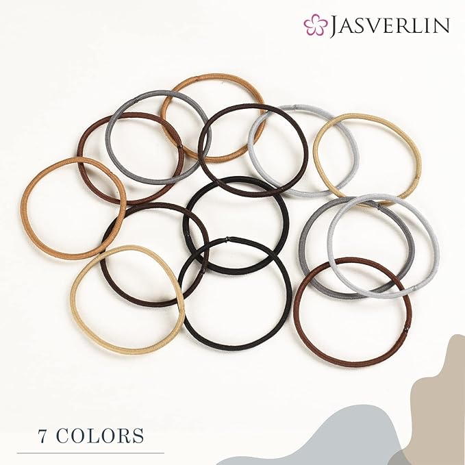 Hair Ties Brown Nylon Hair Rubber Bands for Women Girls Fine Medium Beauty Hair Elastics, Skinny Ponytail Holder Snag Free No Damage No Breakage 2mm 80 Pcs JASVERLIN (Light Ash Brown)