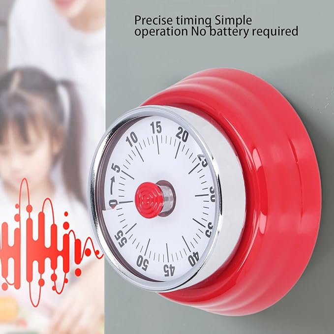Portable Multifunctional Wall Mount Stainless Steel Classic Retro Magnetic Countdown Reminder for Hair Processing , 70dB Kitchen Timer , Cooking(Red) , 70dB Kitchen Timer , Portable Multifunctional W