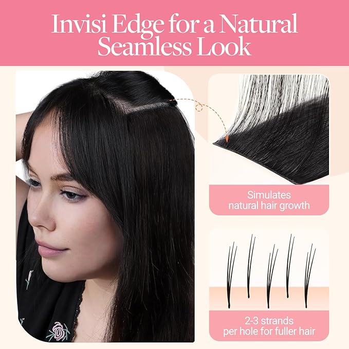 GOO GOO Invisi Edge Wide Tape in Hair Extensions,1B Natural black,4pcs 18inch 20g, Remy Human Hair,Seamless Injected Tape, Natural Look