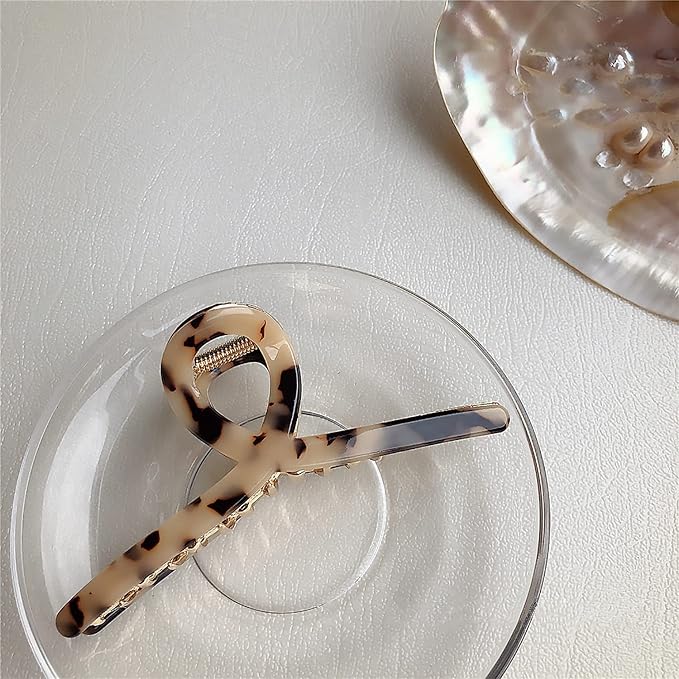 1Pack Large Metal Acetate Hair Claw Clips Big Non Slip Hair Clamp for Women Hair Accessories as Gift for Medium to Thick Hair (1pcs/box,Leopard Print)