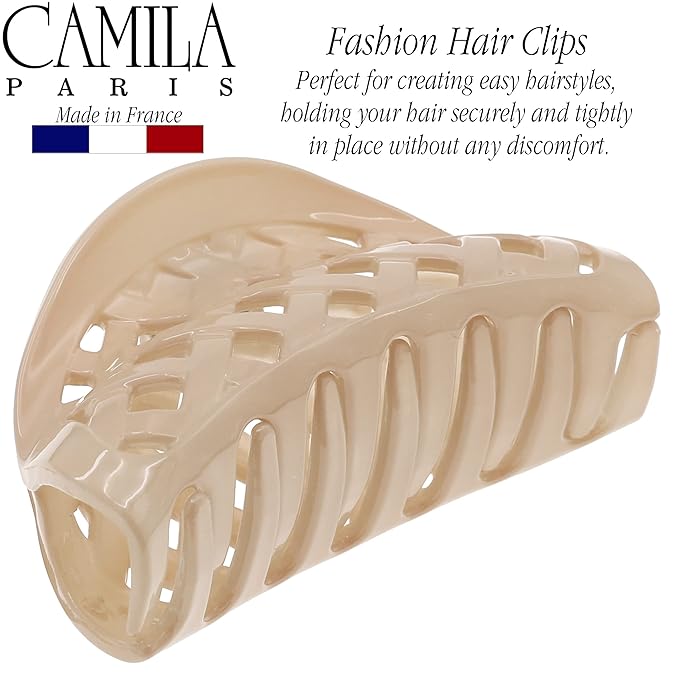 Camila Paris CP3201 French Hair Clip for Women Thick Hair for Long Curly Wavy Hair, Girls Hair Claw Clips Jaw, Durable Styling Big Claw Clip for Thick Hair, Strong Hold No Slip Grip, Made in France