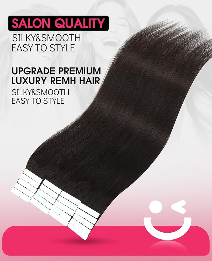 Youngsmile Injection Tape in Hair Extensions Human Hair, #2 Dark Brown Invisi Edge Tape ins, 20pcs 35g, 16 Inch Injected Tape in Extensions Straight Human Hair Remy Seamless Tape ins (#2,16'')