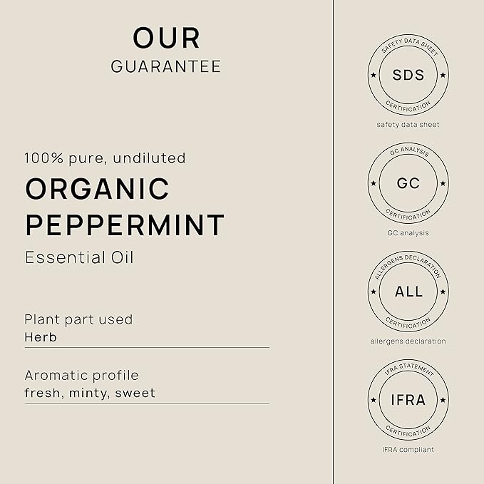 VINEVIDA Organic Peppermint Essential Oil - 16 oz - Undiluted - DIY Candle Scents & Bulk for Soap Making