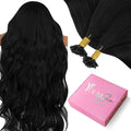 YoungSee U Tip Hair Extensions Black 24 Inch Utip Hair Extensions Human Hair Jet Black U Tips Hair Extension Real Human Hair Keratin Fusion Hair Extension for Long Hair 1g/s 50 Strands