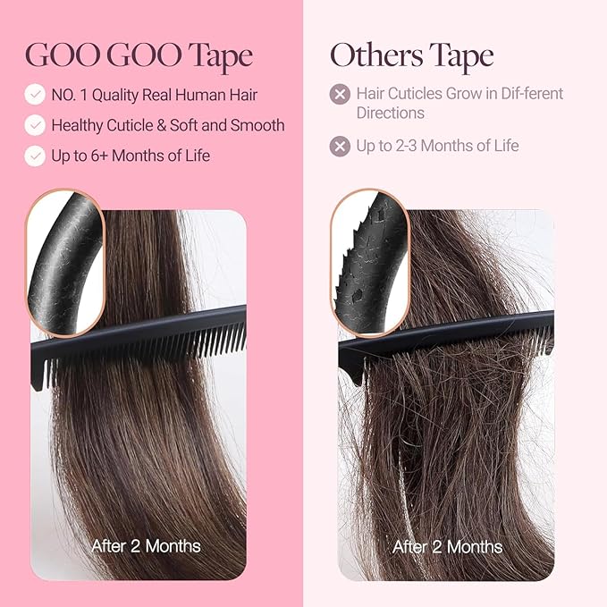 GOO GOO Invisi Edge Wide Tape in Hair Extensions, 3/8/613 Walnut Brown to Ash Brown and Bleach Blonde,4pcs 18inch 20g, Remy Human Hair,Seamless Injected Tape, Natural Look