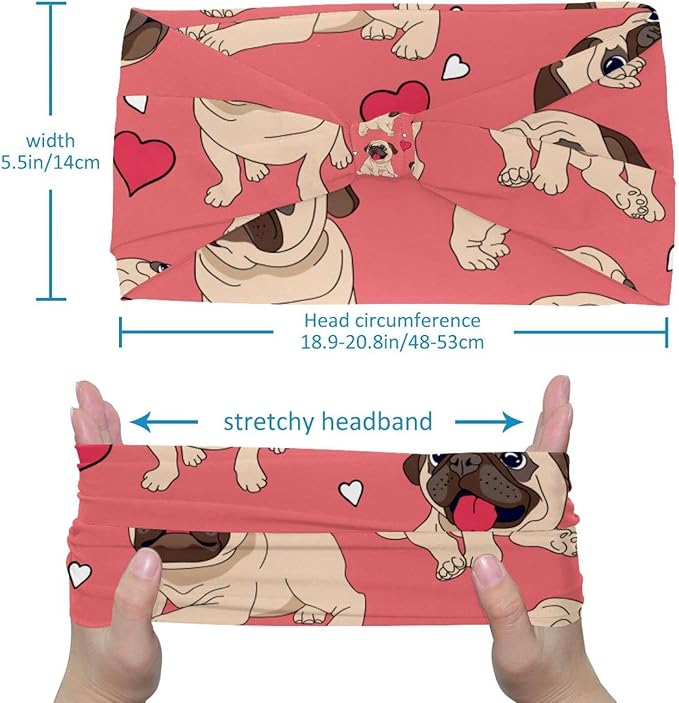 6 Pcs Stretchy Headbands for Women, Absorbed Sport Headband Soft Twist Knotted Headbands for Daily Life Yoga Workout, Dogs Collection Multi Animal