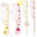 4Pcs Toddler Comb Set, Small Cute Fine Tooth Comb & Rat Tail Comb for Kids Styling, Mini Hair Combs Plastic Parting Combs, Anti-Static Hairdressing Combb for Baby Girl Wet Dry Hair (Pink Yellow)