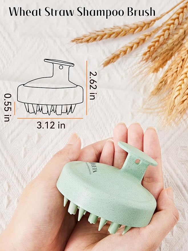 HEETA Hair Scalp Massager for Hair Growth, Shampoo Brush, Scalp Scrubber Exfoliator with Soft Silicone Bristles for Dandruff Removal to Relieve Stress, Wet Dry Use Updated Material, Green