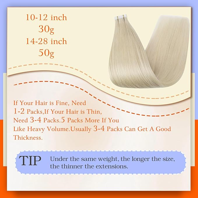Full Shine Invisible Tape in Hair Extensions Human Hair 24Inch Blonde Tape in Human Hair Extensions Color 60 Blonde Straight Soft Skin Weft Lightweight Reusable Extension 100G 40Pcs