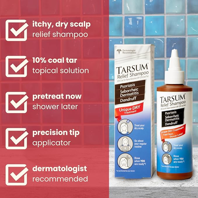 Tarsum Extra Strength Psoriasis Shampoo - Coal Tar Shampoo and Conditioner for Scalp Psoriasis, Seborrheic Dermatitis, Severe Dandruff, & Eczema - Exfoliating Relief for Flaky, & Itchy Scalp (4 oz)
