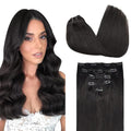 DOORES Hair Extensions Clip in, 5pcs 85g Natural Black 22 Inch Clip in Human Hair Extensions Remy Straight Hair Extensions