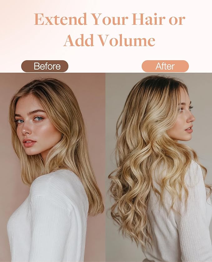 GOO GOO Invisi Edge Tape in Hair Extensions Human Hair, 18ET90A Natural Blonde Balayage 10pcs injected with 10pcs classical tape ins, 12inch 40g, Virgin Remy Hair, Natural Look