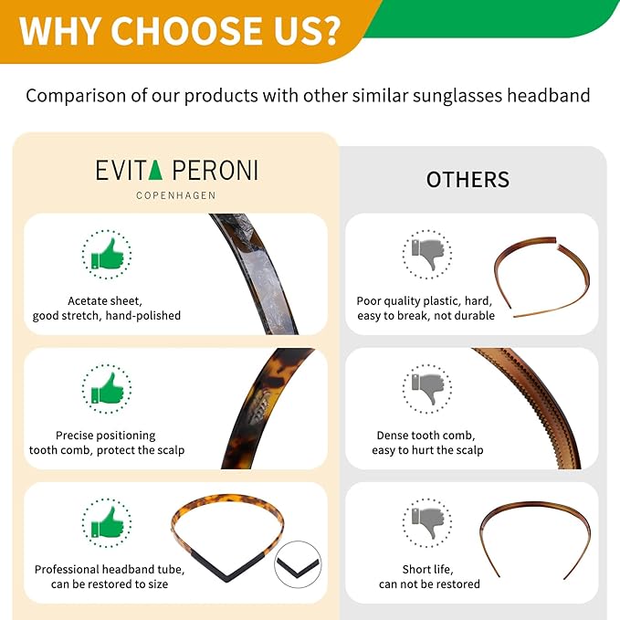 EVITA PERONI Hair Band for Eyewear: No Pressure, No Headache, Comfortable Thin Non-Slip Headbands for Women's Hair-White