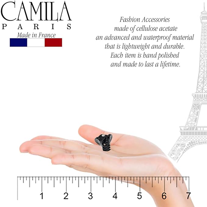 Camila Paris AD116/6 French Hair Clip for Women, Set of 6 Extra Small Girls Hair Claw Clips Jaw Fashion Durable Styling Hair Accessories for Women, Strong Hold No Slip Grip, Made in France