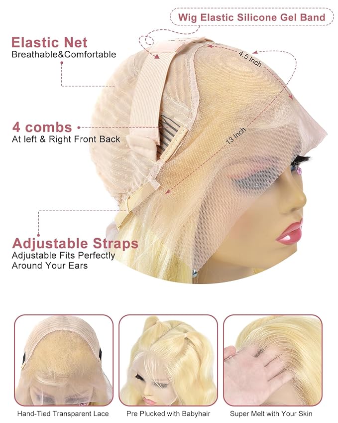 Alididi 613 Lace Front Wig Human Hair 13x4 Blonde Straight Hd Transparent Lace Frontal Wigs Human Hair Pre Plucked With Baby Hair 180% Density Blonde Glueless Wigs Human Hair 24 Inch