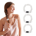 THXSILK 100% Mulberry Silk Scrunchies 3-Pack, 25 Momme Mulberry Silk Hair Ties for Women, Sleek Low Profile No Damage Ponytail Holders, for Fine Hair & Everyday Use, Pearl White