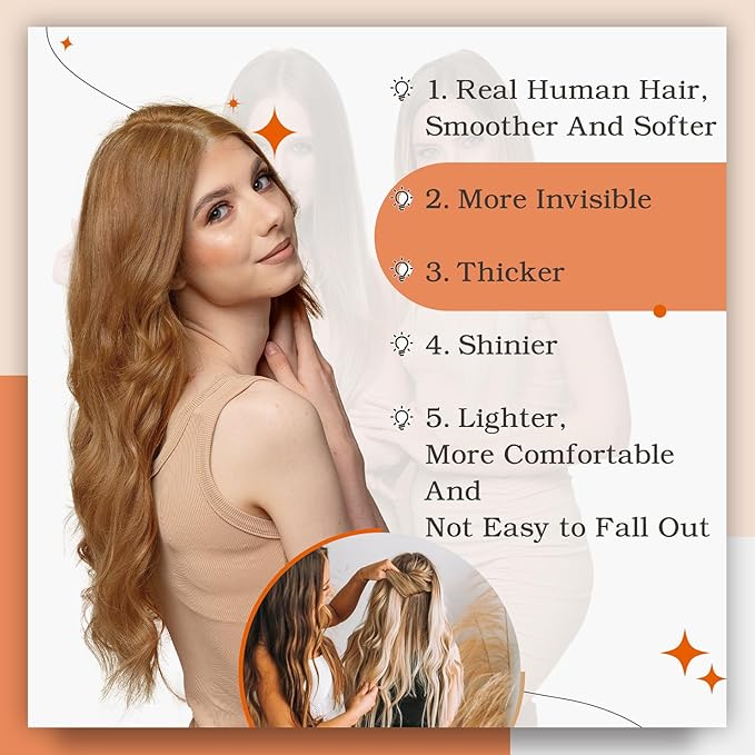 Full Shine Tape in Extensions Real Human Hair Color 330 Auburn Tape ins Human Hair Extensions 24 Inch Remy Extension 50G Invisible Seamless Skin Weft Straight Extension 20Pcs Natural Brazilian