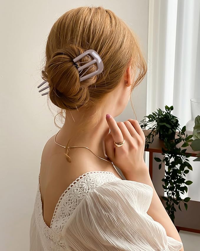 6 PCS French Hair Pins for Women, U-Shaped Hair Forks Stick for Bun Updo Chignons & French Twists, Strong Hold 3 Internal Teeth Hair Chopsticks Styling Accessories