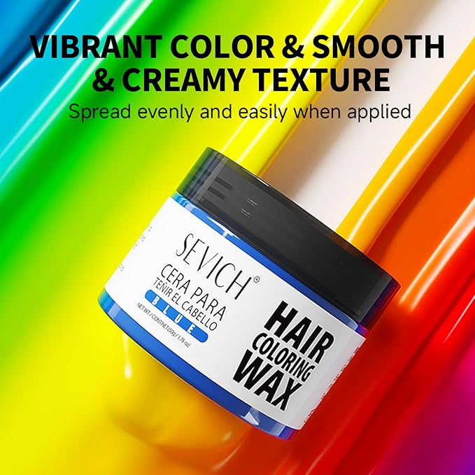SEVICH Temporary Hair Color Wax Blue for Kids Women Men,Natural Instant Hair Wax Color,Premium Non Greasy,Easy to Wash,Travel Size,Perfect for Halloween, Children's Day,Cosplay & Parties,50g