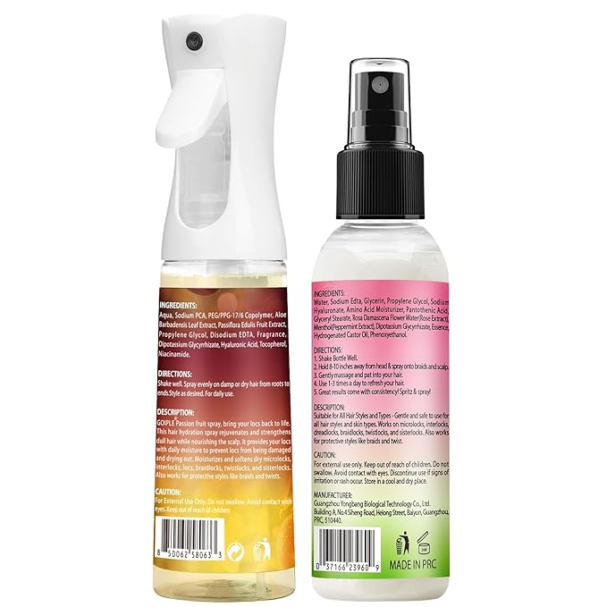 Loc Moisturizing Spray for Dull, Dry Locs - Daily Passion Fruit Hair and Scalp Moisturizer for Dreadlocks, Sisterlocks, Microlocks, Braids - Rose Water for Hair Loc Spray Moisturizing Refreshing(2PCS)