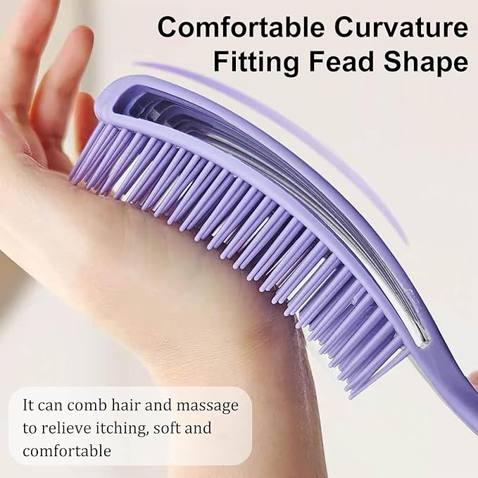 Hair Brush for Afro American/African Hair Textured Professional Curved Vented Brush Wet Dry Curly Hairbrush Detangling Massage Hairdressing Comb (Purple, Small)