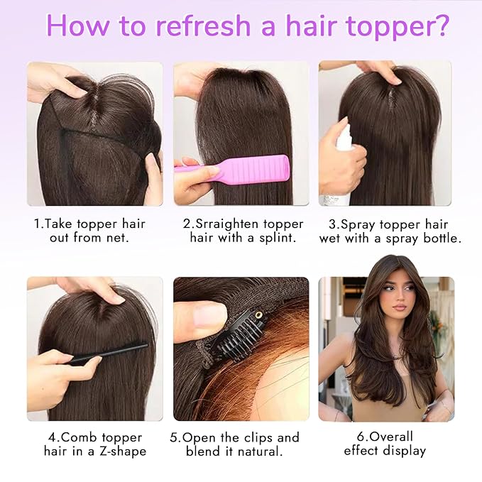 Black Synthetic Hair Toppers for Women with Thinning 3D 360° Cover Clip in Wispy Bangs Upgraded Adjustable Bandage 18 Inch Long Layered