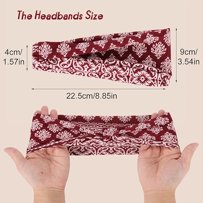 obeoby 8 Pack Headbands for Women, Boho Style Headbands Non Slip Fashion Wide Hairband Boho Outfits Accessories for Women Girls