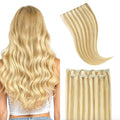 GOO GOO Clip in Hair Extensions Real Human Hair, Remy Human Hair Extensions Clip ins for Women, Natural Human Hair, 18inch 70g 2Pcs, #16/22 Light Blonde Highlighted Golden Blonde