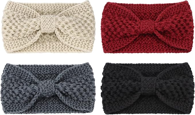 DRESHOW Knit Crochet Headband for Women Ear Warmer Soft Turban Stretch Warmer Headbands Winter Fashion Head Wrap