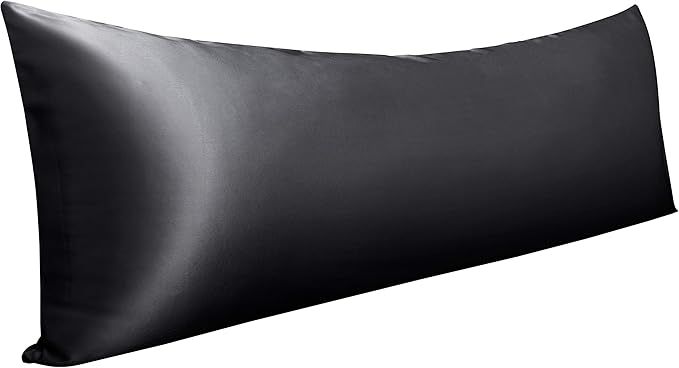 NTBAY Satin Body Pillowcase for Hair and Skin, Luxurious and Silky Pillow case with Envelope Closure, 20x54 Inches, Black