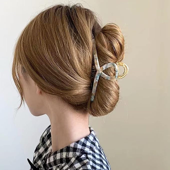 Big Butterfly Hair Claw Clips for Women - 4.7" Large Acetate Metal Hair Clips for Long Thick Hair (Mixed Blue)