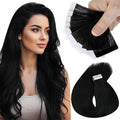 Sunny Hair Tape in Hair Extensions Real Human Hair Invisible Remy Hair Extensions Tape ins for Women Jet Black 22 inch 25G