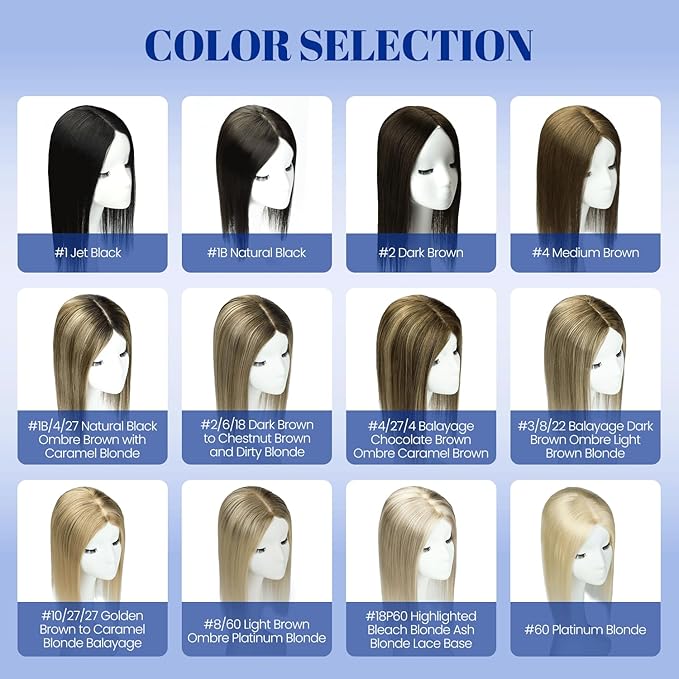 WORLDSTAR Human Hair Toppers for Women Real Human Hair No Bangs 360°3D Coverage Hairpieces Hand-stitched,6 * 7 Inch Base 16Inch #2 Dark Brown,75g with Thinning Hair Upgrade Lace Base (tp#2-16)
