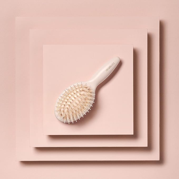 The Hair Edit Mini Finish & Shine Boar Bristle Brush, Travel Size Detangling Hairbrush for Smooth, Shiny Hair, Tames Flyaways, Boosts Shine & Distributes Natural Oils, Ideal for Dry Hair