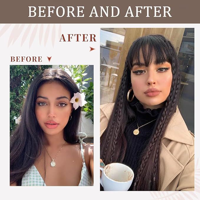 Clip In Bangs-Fake Bangs Hair Clip Natural Black Clip On Bangs Real Human Hair Air Curtain Bangs For Women Clips Wispy Bangs Hair Extensions Fringe With Temples Hairpieces Curved Bangs For Daily Wear