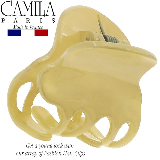 Camila Paris CP3129 French Hair Clip for Women, Small Yellow Girls Hair Claw Clips Fashion Durable Hair Accessories for Women, Luxury Ladies Strong Hold No Slip Grip Clamp, Made in France