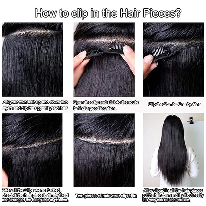 Clip in Hair Extensions Real Human Hair Clip Ins 100% Unprocessed Brazilian Virgin Hair Clip Ins Kinky Straight Hair Clip ins for Women 8pcs with 18 Clips 120g Per Set (20inch)