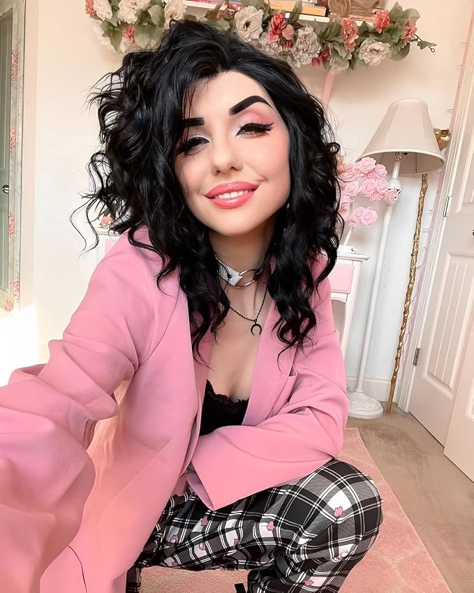 IMSTYLE Short Lace Front Wig Black Synthetic Wig Short Bob Wigs for Women Natural Wavy for Cosplay and Drag Queen