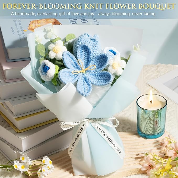 Birthday Gifts for Women Self Care Package Get Well Soon Gift Baskets, Thinking of You Sympathy Spa Gift Set w/ Crochet Flower Bouquet, Unique Christmas Gifts for Women Mom Her Best Friend Sister Wife